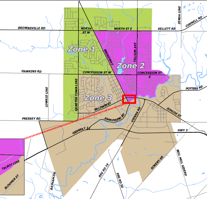 Tillsonburg large item collection map zones