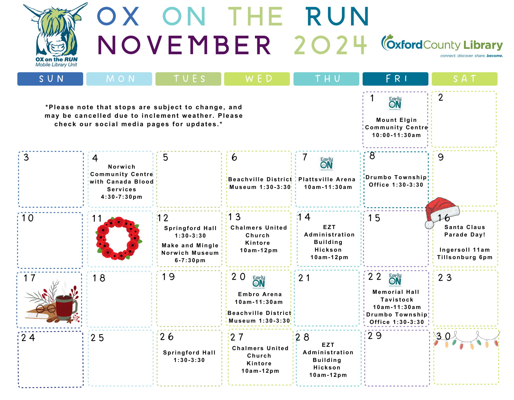 Ox on the Run November 2024 Calendar